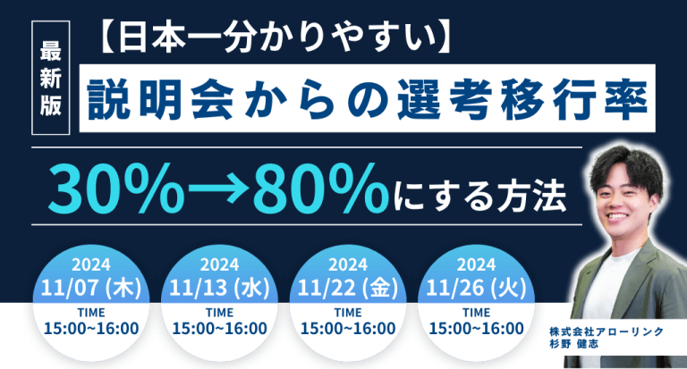 【日本一分かりやすい】説明会からの選考移行率 30%→80%にする方法